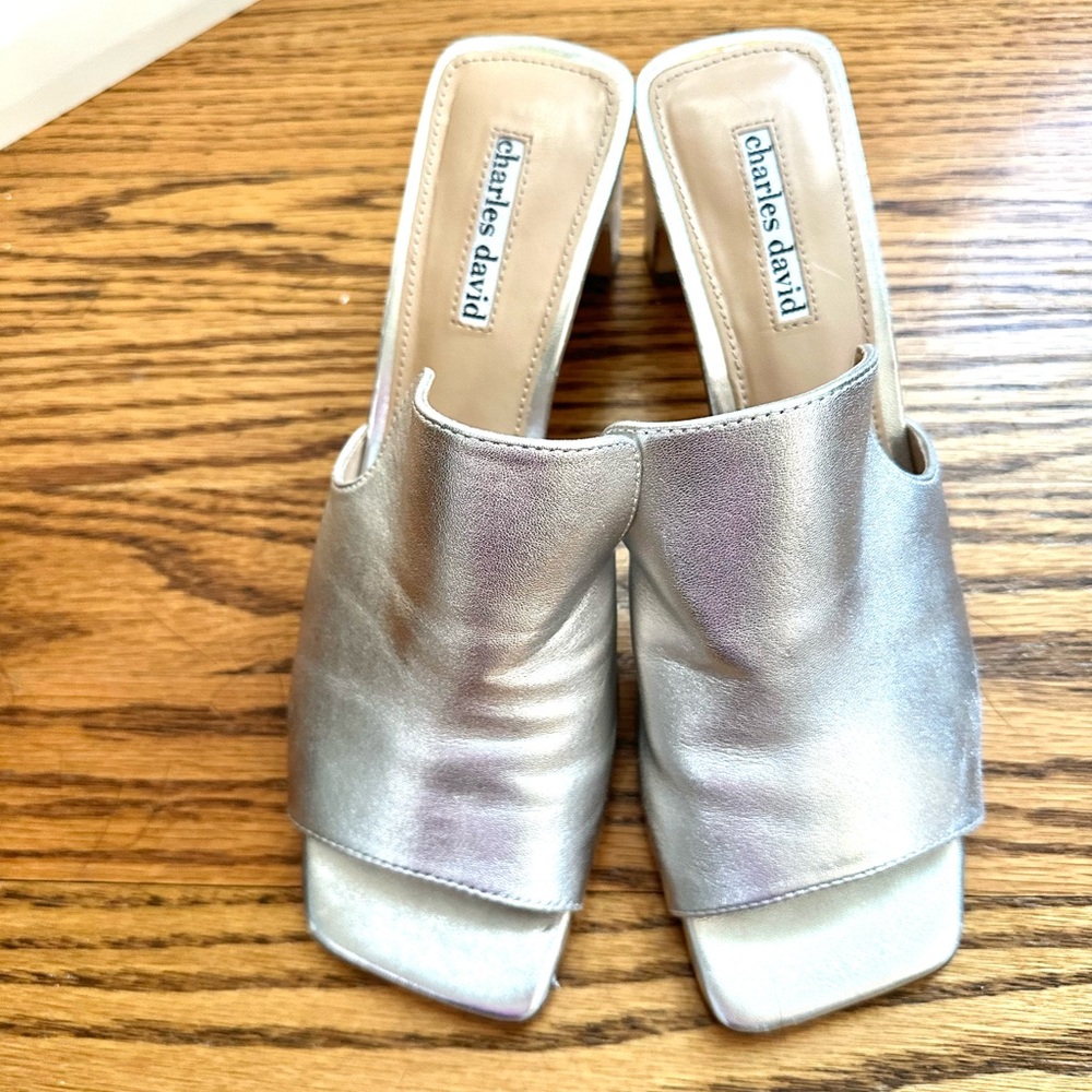 Silver sandals with heel